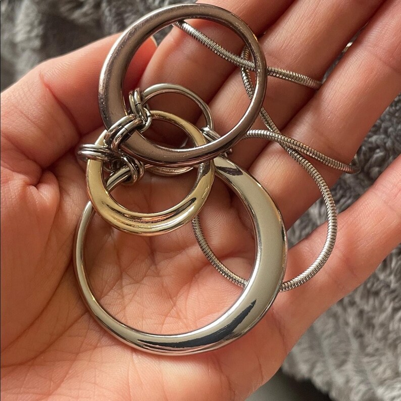 NEW free people Minimalist chain geometric necklace silver jewelry image 6