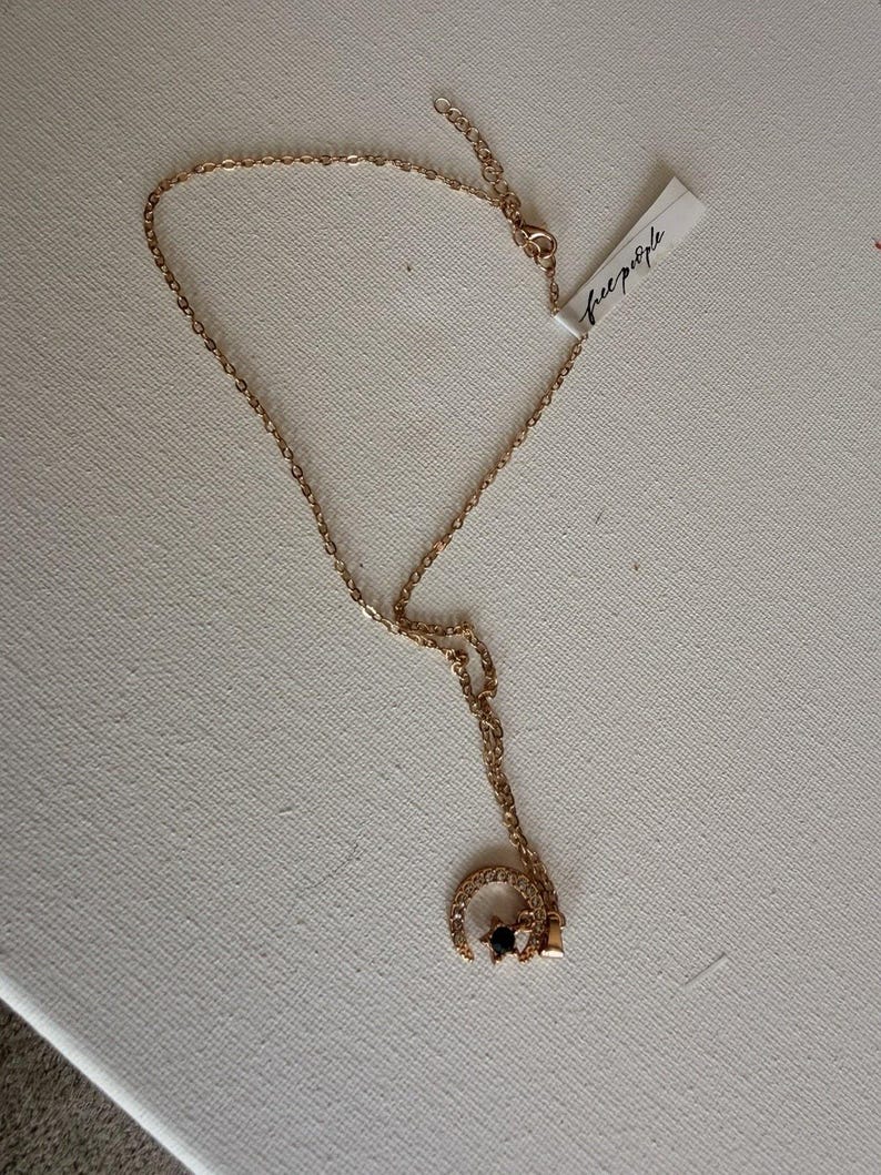 NEW free people Lunar Blue moon Minimalist chain choker necklace jewelry #2 image 3