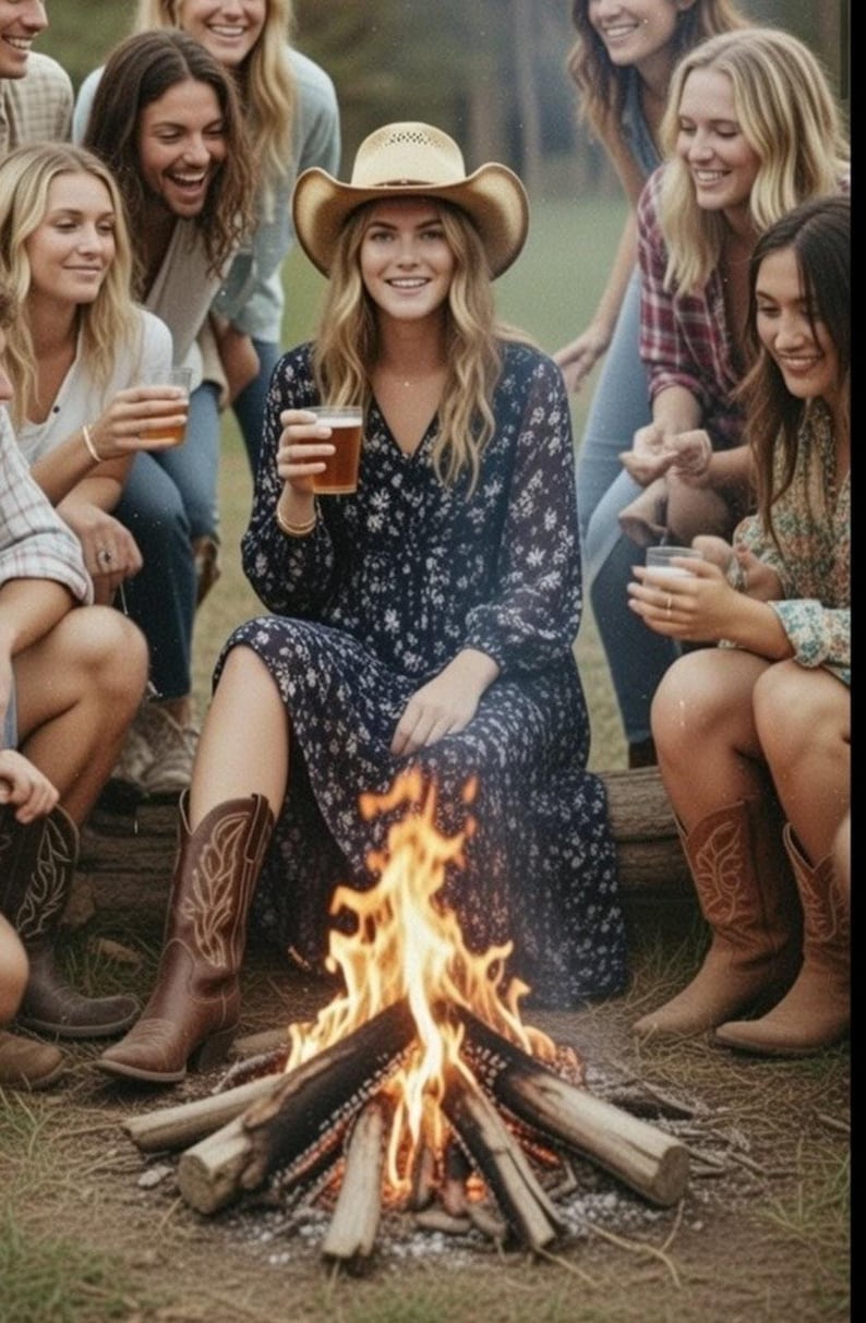 Free People Yellowstone Prairie Western Floral Print Midi Dress Slip Chiffon M image 2