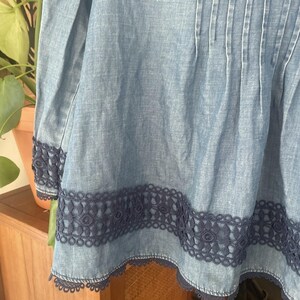 Anthropologie Holding Horses People Denim Lace Embroider Top Free Western 6 S image 6