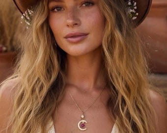 NEW free people Lunar Red moon Minimalist chain choker necklace jewelry #2