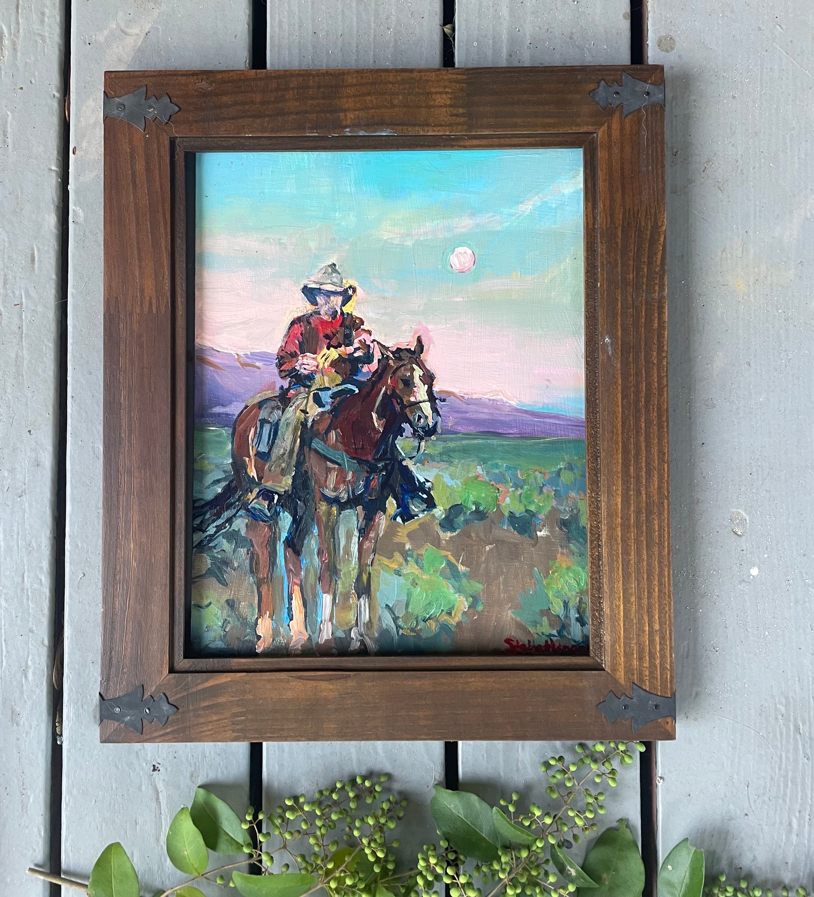 Cowboy Art FRAMED Original Painting Stella Hanamori Western Landscape  Hanging Framed Decor Horse Signed MCM Horse Equine Rustic - Etsy