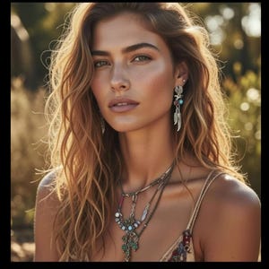 Free People Eagle Stone Western Yellowstone turquoise coral people earring jewelry Tribal afbeelding 4