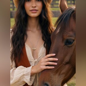 Free People Yellowstone Bolo western necklace drop gold silver chain jewelry image 5