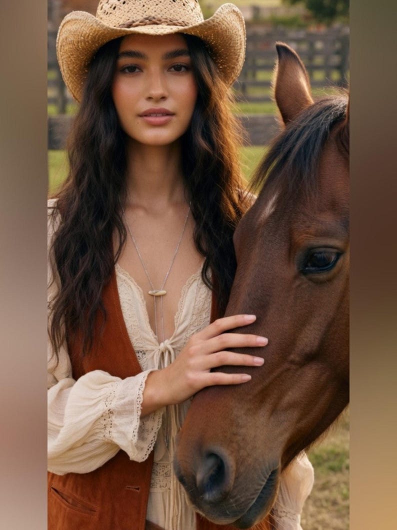 Free People Yellowstone Bolo western necklace drop gold silver chain jewelry image 5