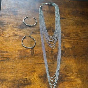 NEW free people bolo chain western suede herringbone necklace silver jewelry image 1