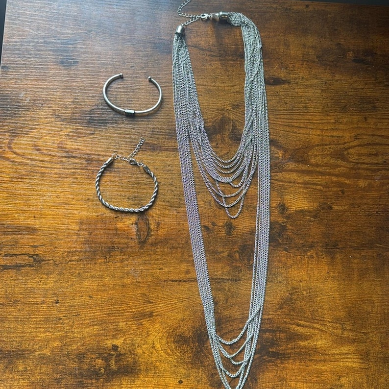 NEW free people bolo chain western suede herringbone necklace silver jewelry image 1