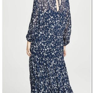 Free People Yellowstone Prairie Western Floral Print Midi Dress Slip Chiffon M image 4