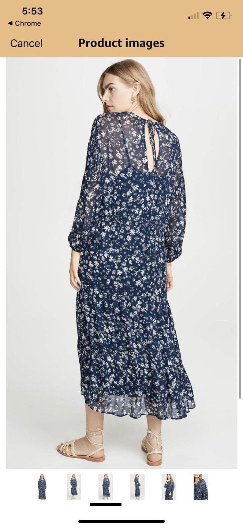Free People Yellowstone Prairie Western Floral Print Midi Dress Slip Chiffon M image 4