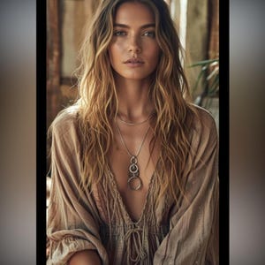 NEW free people Minimalist chain geometric necklace silver jewelry image 1