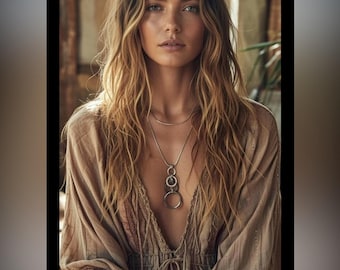 NEW free people Minimalist chain geometric necklace silver jewelry
