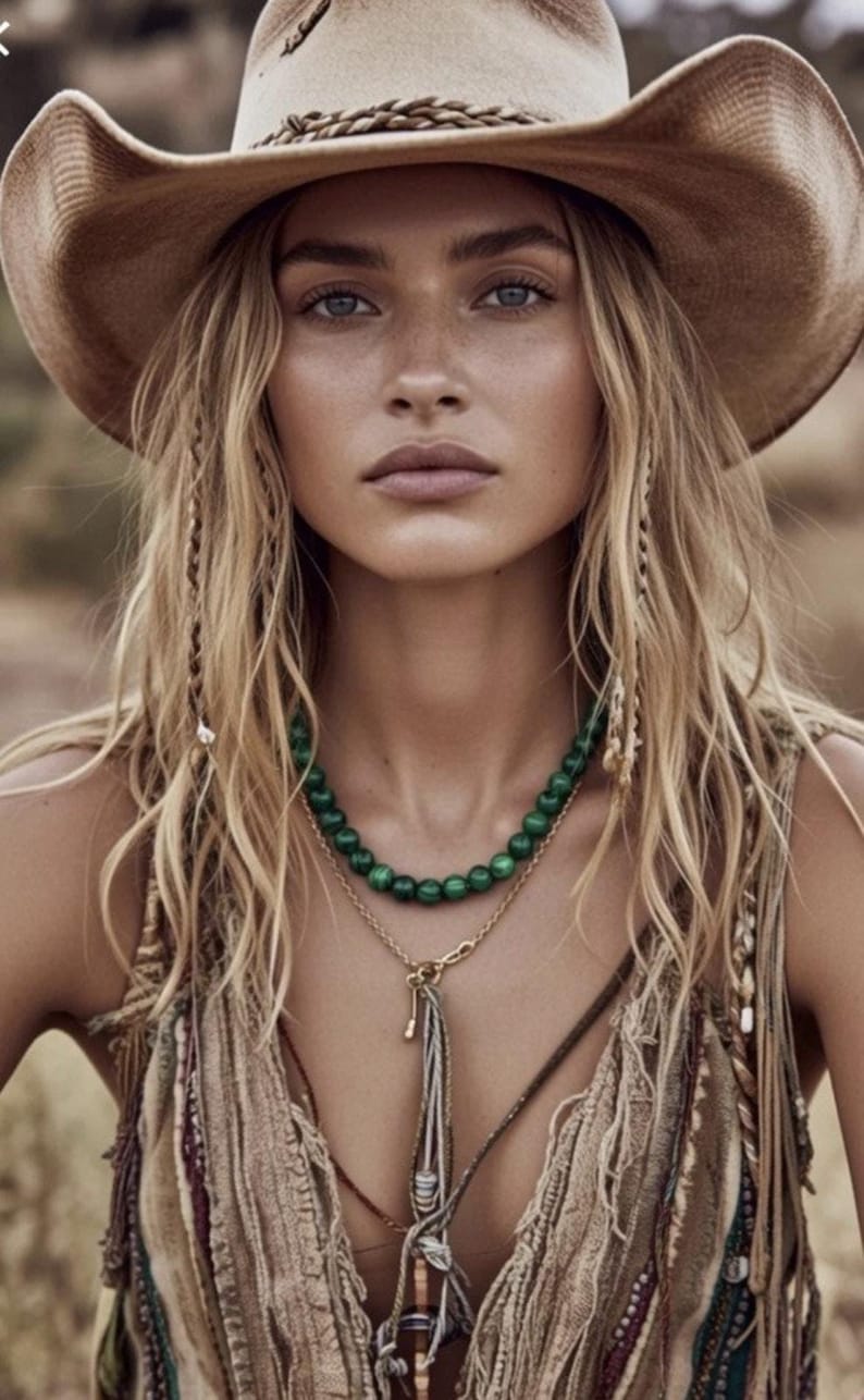 New Free People Stone Choker Necklace Sabrina stone western boho chain Green zdjęcie 1
