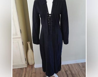 Free people Ranch Dress corset southwest denim western long sleeve