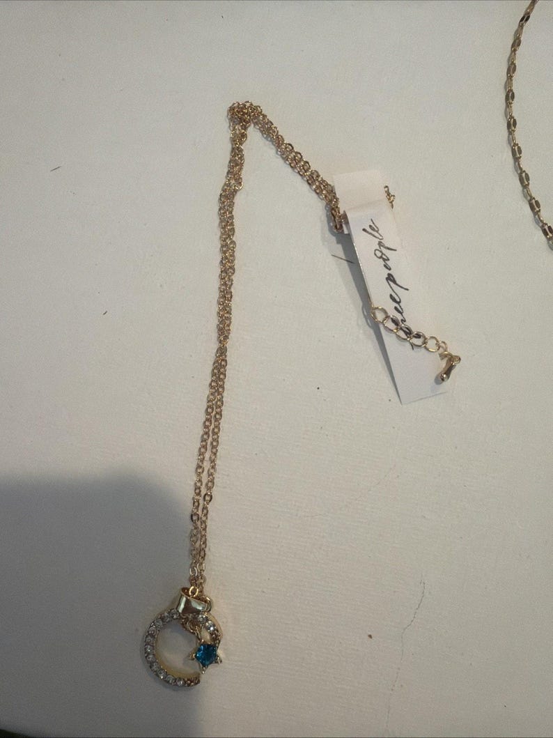 NEW free people Lunar Blue moon Minimalist chain choker necklace jewelry #2 image 3