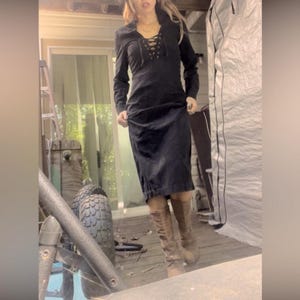 Vestido ranchero Free People, corsé, estilo suroeste, denim, estilo western, manga larga imagen 5
