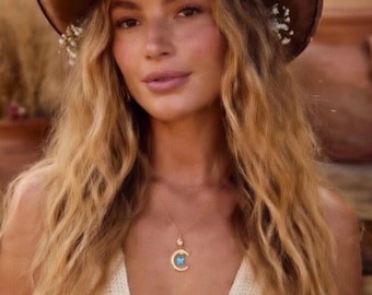 NEW free people Lunar Blue moon Minimalist chain choker necklace jewelry #2