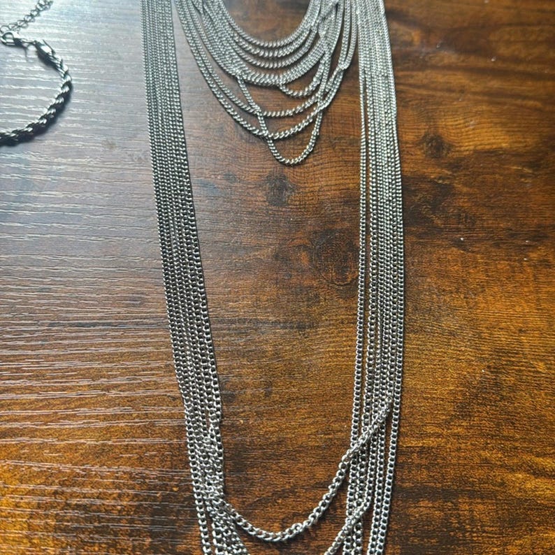 NEW free people bolo chain western suede herringbone necklace silver jewelry image 3