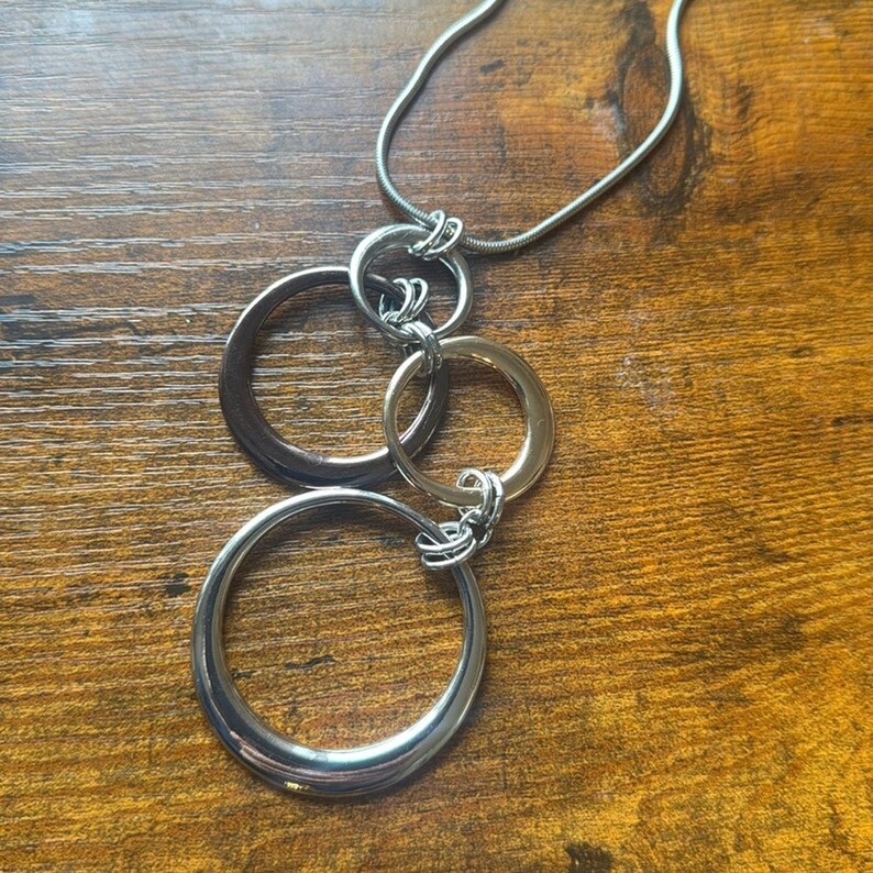NEW free people Minimalist chain geometric necklace silver jewelry image 4