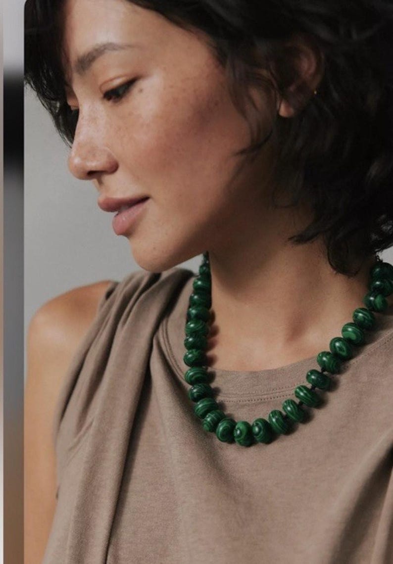 New Free People Stone Choker Necklace Sabrina stone western boho chain Green zdjęcie 4