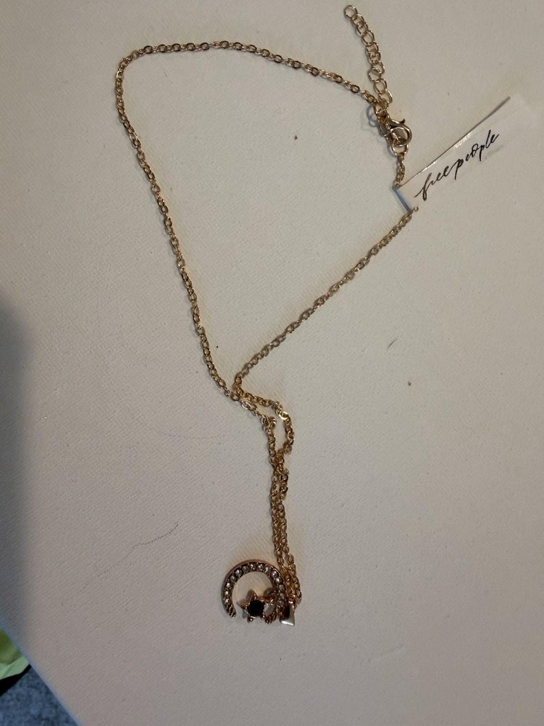 NEW free people Lunar Blue moon Minimalist chain choker necklace jewelry #2 image 2