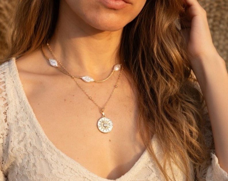 NEW free people El Sol Set Earring Minimalist chain choker necklace jewelry Gold image 2