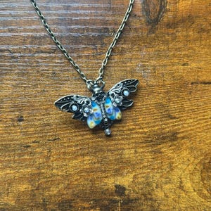NEW free people Y2K bohemian chain moth chain necklace brass jewelry gems image 2
