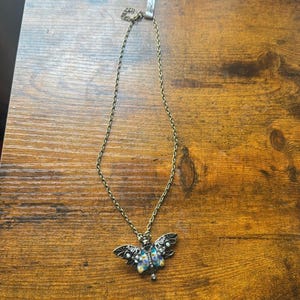 NEW free people Y2K bohemian chain moth chain necklace brass jewelry gems image 3