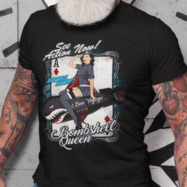 Bombshell Queen T-Shirt, Pin Up Shirt, Pinup Shirt, Rockabilly Shirt, Vintage Shirt, Pin Up Top, Pin Up Girl, Retro Pin Up, Pin Up Gift