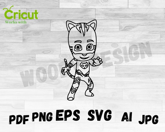 Catboy Outline Svg Pj Masks Outline Catboy Outline Catboy Etsy