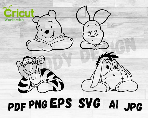 Download Winnie Friends Outline Svg Winnie Outline Pooh Outline Etsy