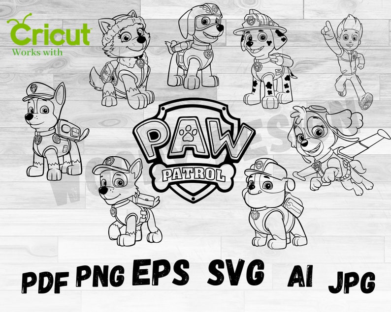 Paw Patrol OUTLINE Pack Paw patrol SVG Paw Patrol Printable | Etsy