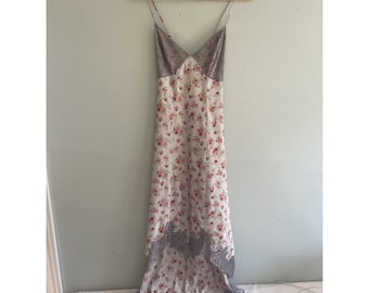 Vintage Guess maxi-slipdress Y2K Babydoll Coquette Lace Sheer Floral XS nylon