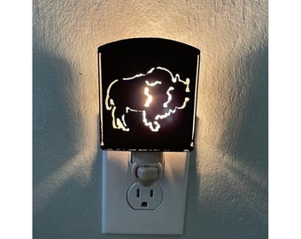 Bison Buffalo Nachtlampje Smeedijzeren metalen rustieke cabine westerncowboylamp