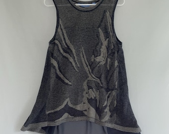 Sweater Tanktop Vest Doorschijnend Artsy Lagen Mouwloos Marinegrijs Boho M