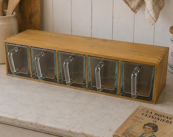 Vintage IKEA Forhoja Wood & Glass Storage Cabinet - 5 Glass