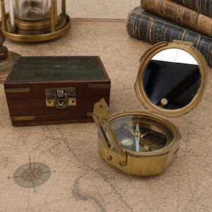 Stanley London Natural Sinus Compass i mässing och glas – Vintage navigationsinstrument – Brunton – Surveyor – Samling