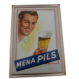 Rare Glacoïd MENA PILS / Vintage Belgian beer / Bar and bistro decoration / POS collection / kitchen decoration