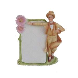 Old biscuit menu holder and vase with a character / French kitchen decoration / vintage decor / Old ceramic tableware