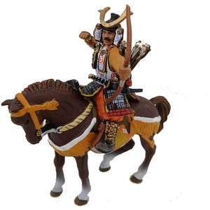 Altaya lead horseman samurai archer on horseback / Mignot Durso Elastolin Lineol type figurine / Antique toy collection