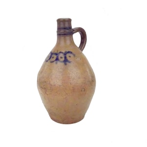 Antique stoneware pitcher / folk art / vintage kitchen decor / antique crockery / artisan pottery / country pot vase jug
