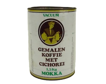 Seltene Vakuum-Kaffeedose / Kaffee- und Chicorée-Dose für Vintage-Küche / Frühstücks-Emaille-Kollektion / Küchendekoration