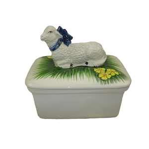 Ceramic mutton terrine / French art deco / earthenware centerpiece decoration / tableware / game and hunting