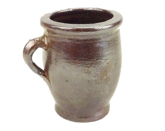 Glasierter Steingut-Küchentopf / Fetttopf für kandiertes Fett / Schmalz / Vintage-Küchendekoration / alte Keramik / beliebte Kunst