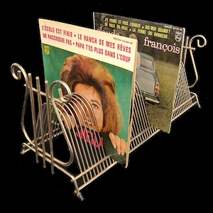 Vinyl record holder / Plattofix style / Vintage Retro decor / For 50 records / Record and music collection / Living room or bedroom decoration