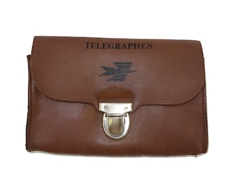 Vintage Late 1960s Dark Brown Leather US Postal Mail Bag