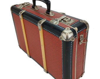 Zabytkowa walizka z tektury drewnianej / stary kufer podróżny / zabytkowa Francja / stary bagaż / wystrój sypialni / wystrój loftu i wiejskiego domku