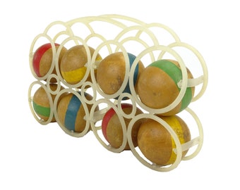 Pétanque-Ballspiel aus Holz / Vintage-Brettspiel / Bowling / altes französisches Spielzeug / Babyzimmerdekoration / Naturdekor