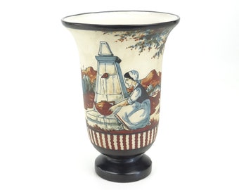 Vase en grès de Ciboure signé M Moreau / Déco vintage Pays basque / Poterie et céramique de France / Collection / Art français décor