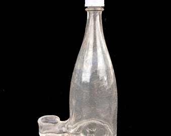 Abreuvoir à oiseaux en verre moulé / Accessoire pour cage à oiseau vintage / décoration de véranda avec fleurs séchées / champêtre nature
