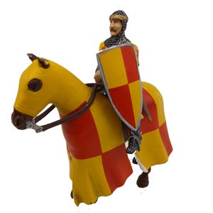 Altaya Aubrey de Vere soldado a caballo de plomo, siglo XII / Figura tipo Mignot Durso Elastolin Lineol / Colección de juguetes antiguos